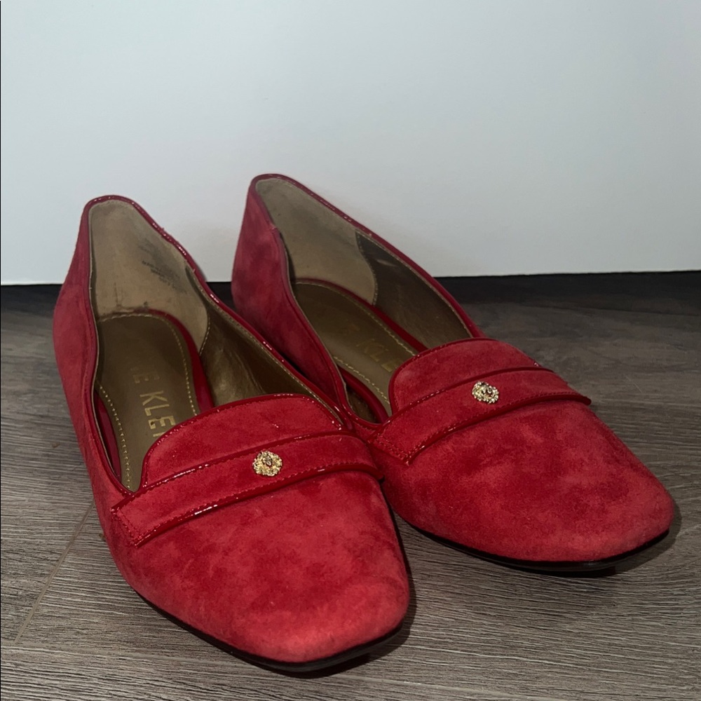 Anne Klein Red Suede Flats